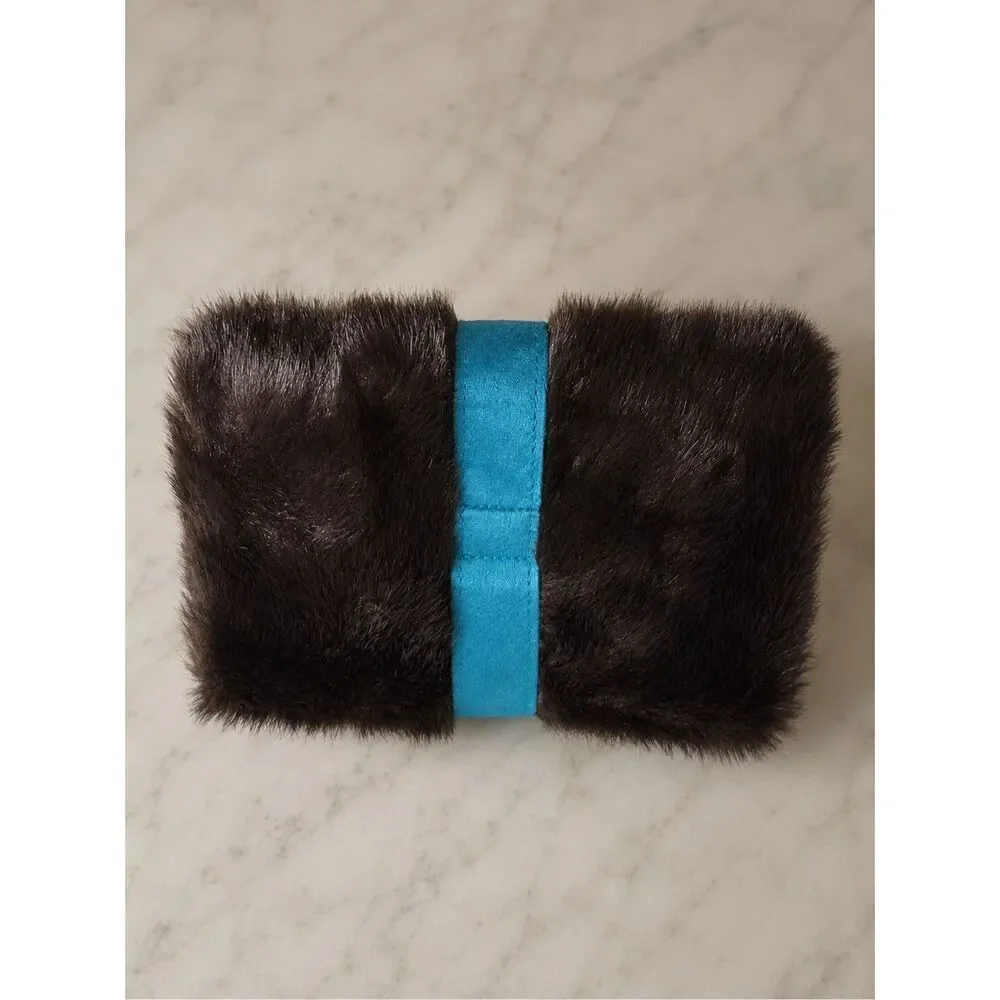 Stephanie Johnson Faux Fur Jewelry & Cosmetic Roll Organizer Travel